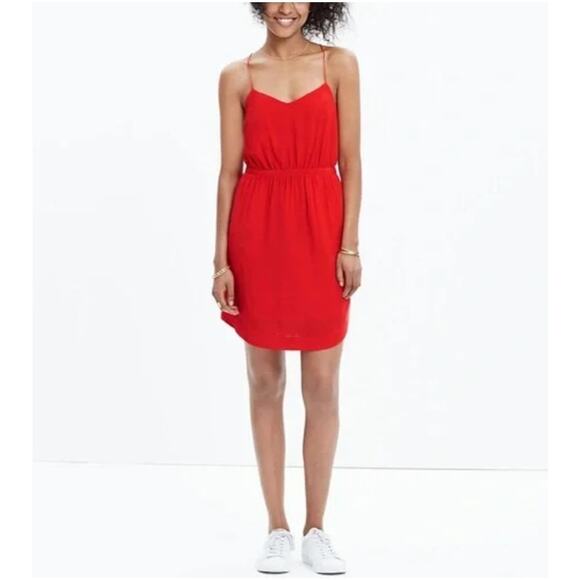 Madewell Red Silk Starview Cami Dress Womens Size 2 Sleeveless V-Neck Racerback - Picture 1 of 13
